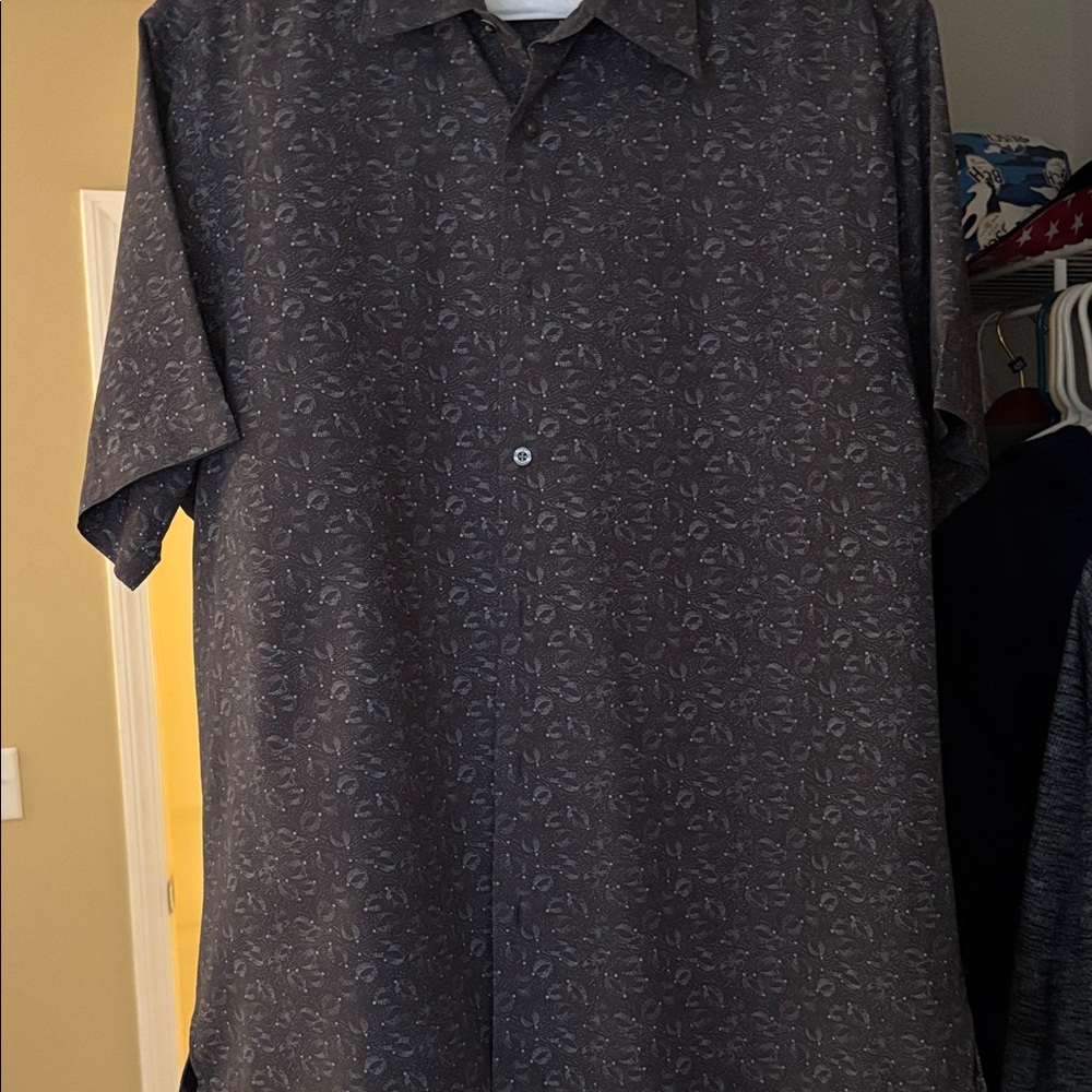 Men's Charcoal Patterned Button Down Shirt